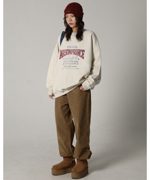 MASONPRINCE（メイソンプリンス）の「オーバーサイズカレッジ風ロゴプルオーバースウェット WY6154【MASONPRINCE】（スウェット・メンズ・カーキ/ブルー/アイボリー・L/S/M）」の5枚目の写真