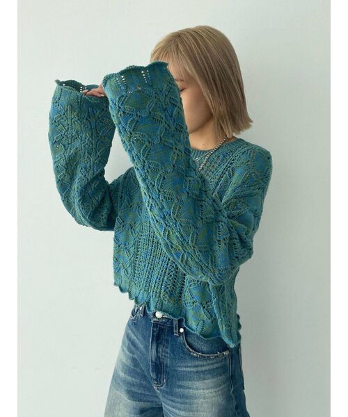 EMODA（エモダ）の「ローゲージショートニット（ニット/セーター・レディース・ブラック/ブルー/ピンク/グリーン・FREE）」の13枚目の写真