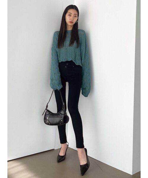 EMODA（エモダ）の「ローゲージショートニット（ニット/セーター・レディース・ブラック/ブルー/ピンク/グリーン・FREE）」の16枚目の写真