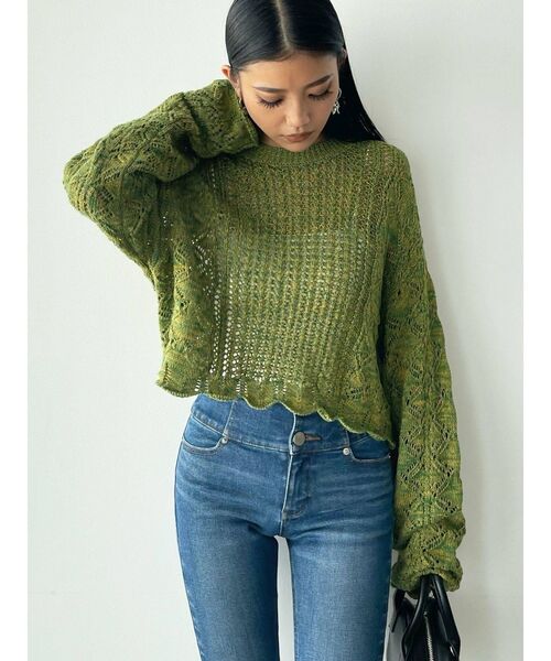 EMODA（エモダ）の「ローゲージショートニット（ニット/セーター・レディース・ブラック/ブルー/ピンク/グリーン・FREE）」の18枚目の写真