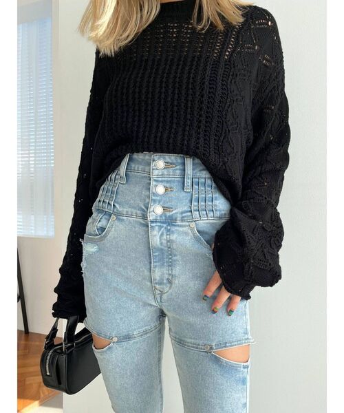 EMODA（エモダ）の「ローゲージショートニット（ニット/セーター・レディース・ブラック/ブルー/ピンク/グリーン・FREE）」の22枚目の写真