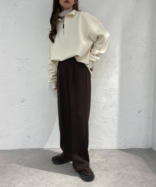 apres jour mignon(アプレジュールミニョン)の「裏起毛ハーフジップスウェット【ZOZOTOWN限定アイテム】(スウェット・レディース・ネイビー/アイボリー/オレンジ・X-LARGE/フリー)」の9枚目の写真