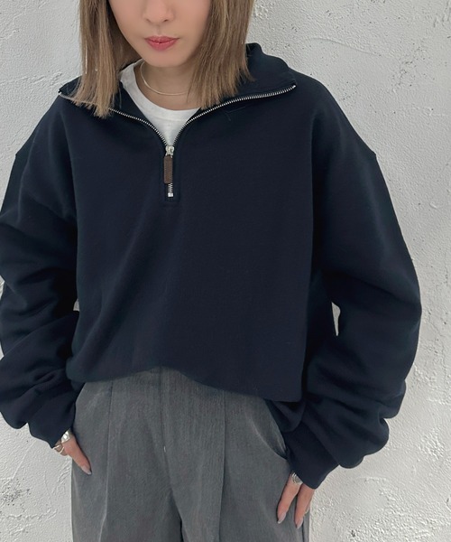 apres jour mignon(アプレジュールミニョン)の「裏起毛ハーフジップスウェット【ZOZOTOWN限定アイテム】(スウェット・レディース・ネイビー/アイボリー/オレンジ・X-LARGE/フリー)」の11枚目の写真