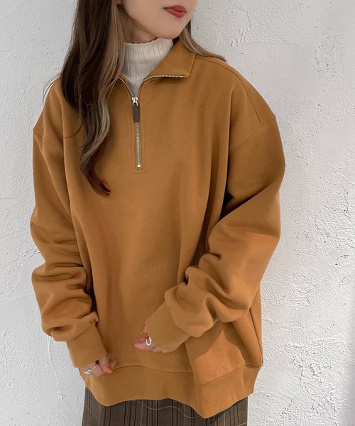 apres jour mignon(アプレジュールミニョン)の「裏起毛ハーフジップスウェット【ZOZOTOWN限定アイテム】(スウェット・レディース・ネイビー/アイボリー/オレンジ・X-LARGE/フリー)」の17枚目の写真