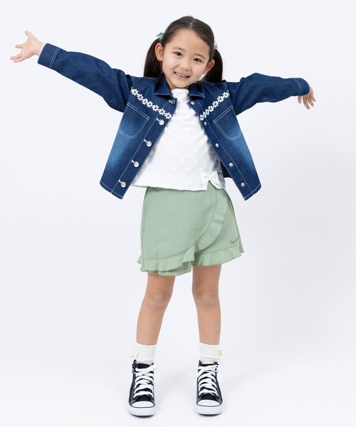 trois lapins kp（トロワラパンケーピー）の「デニムジャケット(120～130)（デニムジャケット・キッズ・ネイビー/マスタード・120cm/130cm）」の4枚目の写真