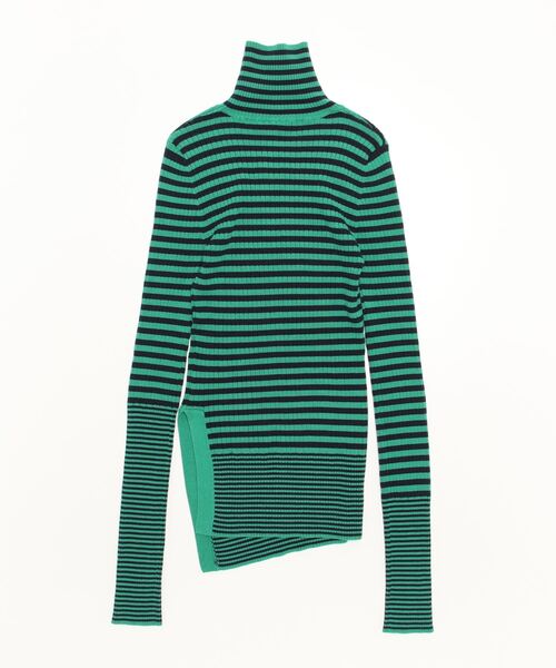 RAWLIFE（ロウライフ）の「AULA AILA/アウラアイラ/BORDER RIB KNIT（ニット/セーター・レディース・グリーン・0）」の2枚目の写真