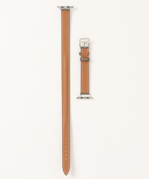 Me%（ミィパーセント）の「フェイクレザー2重巻きAppleWatchバンド（デジタル腕時計・レディース・チャコールグレー/アイボリー/ブラウン・MEDIUM）」の4枚目の写真