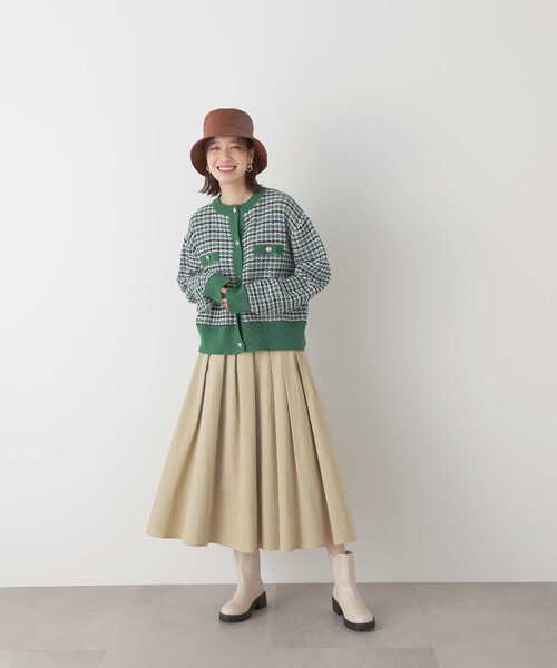 N.（N. Natural Beauty Basic）（エヌエヌナチュラルビューティーベーシック）の「◆アシンメトリータックフレアスカート（スカート・レディース・ベージュ/ネイビー/ライトグリーン・MEDIUM）」の16枚目の写真