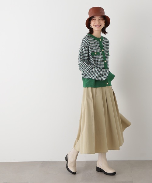 N.（N. Natural Beauty Basic）（エヌエヌナチュラルビューティーベーシック）の「◆アシンメトリータックフレアスカート（スカート・レディース・ベージュ/ネイビー/ライトグリーン・MEDIUM）」の9枚目の写真