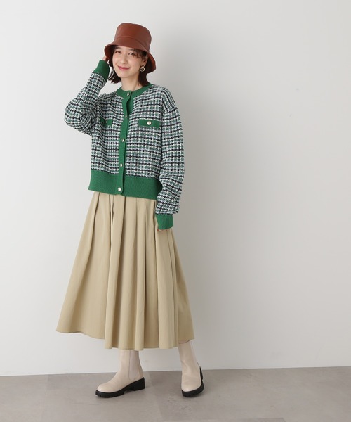 N.（N. Natural Beauty Basic）（エヌエヌナチュラルビューティーベーシック）の「◆アシンメトリータックフレアスカート（スカート・レディース・ベージュ/ネイビー/ライトグリーン・MEDIUM）」の7枚目の写真