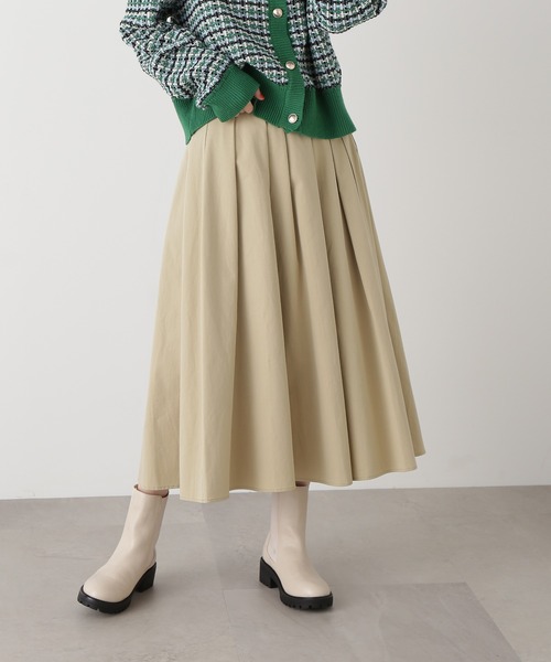 N.（N. Natural Beauty Basic）（エヌエヌナチュラルビューティーベーシック）の「◆アシンメトリータックフレアスカート（スカート・レディース・ベージュ/ネイビー/ライトグリーン・MEDIUM）」の12枚目の写真