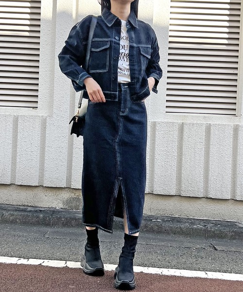 Jewelobe（ジュエローブ）の「配色ステッチデニムジャケット×スカート