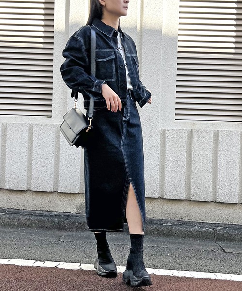 Jewelobe（ジュエローブ）の「配色ステッチデニムジャケット×スカート
