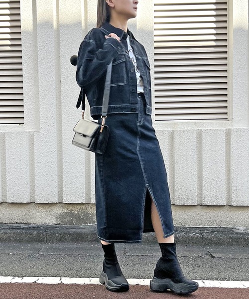 Jewelobe（ジュエローブ）の「配色ステッチデニムジャケット×スカート