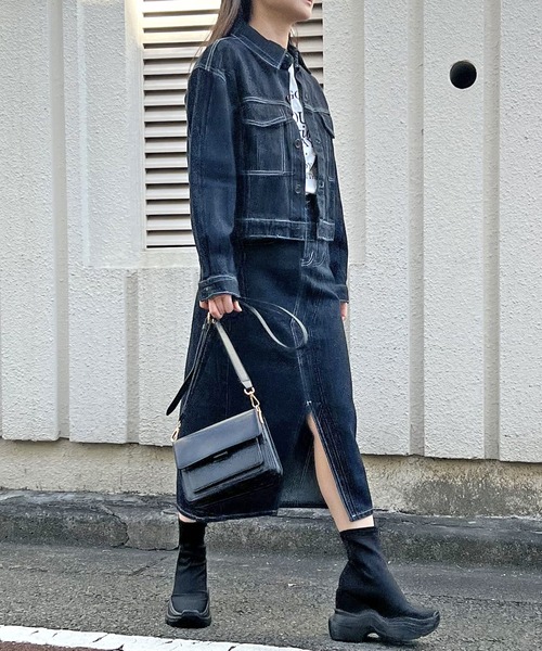 Jewelobe（ジュエローブ）の「配色ステッチデニムジャケット×スカート