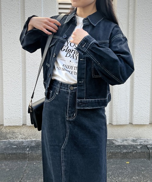 Jewelobe（ジュエローブ）の「配色ステッチデニムジャケット