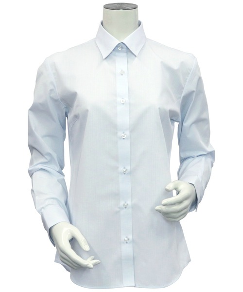 TOKYO SHIRTS(トウキョウシャツ)の「形態安定ノーアイロン レギュラー 長袖ビジネスワイシャツ(ビジネスシャツ・レディース・ライトブルー・S/M/L/LL/XL)」の2枚目の写真