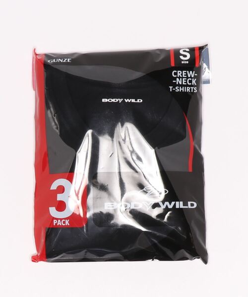 BODY WILD(ボディーワイルド)の「BODY WILD/ボディワイルド クルーネックTシャツ 抗菌防臭加工 3枚組 綿100%(インナーウェア/肌着・メンズ・ホワイト/ブラック・LARGE/SMALL/MEDIUM/X-LARGE)」の2枚目の写真
