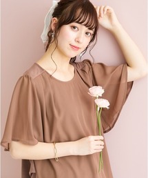 <大きいサイズ> パール調パーツ付きシフォン重ねトップス marun