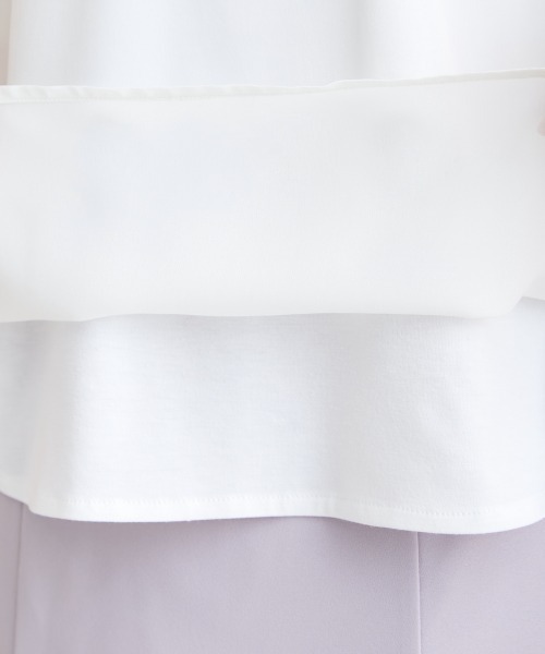 marun(マルン)の「<大きいサイズ> パール調パーツ付きシフォン重ねトップス marun(Tシャツ/カットソー・レディース・オフホワイト/モカ/ネイビー・5L/L/LL/4L/3L)」の14枚目の写真