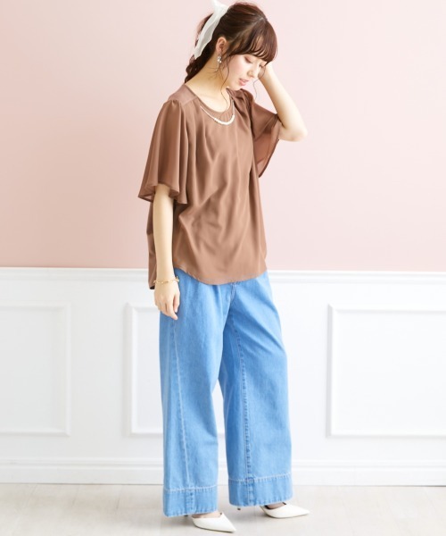 marun(マルン)の「<大きいサイズ> パール調パーツ付きシフォン重ねトップス marun(Tシャツ/カットソー・レディース・オフホワイト/モカ/ネイビー・5L/L/LL/4L/3L)」の15枚目の写真