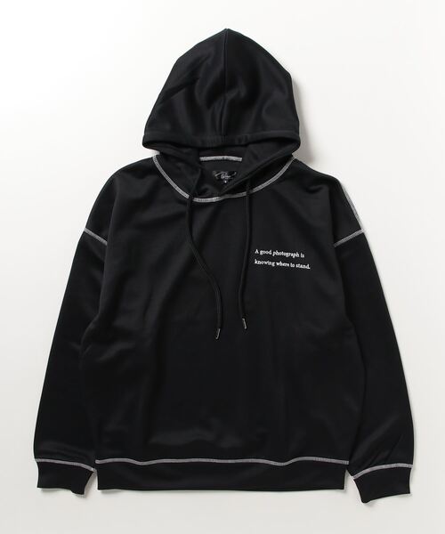 Beno(ビーノ)の「TECHダンボール ルーズシルエット 配色ステッチ バックフォトグラフィック フーディ(パーカー・メンズ・ブラック/ライトグレー/モカ/ダークブルー・M/L)」の9枚目の写真