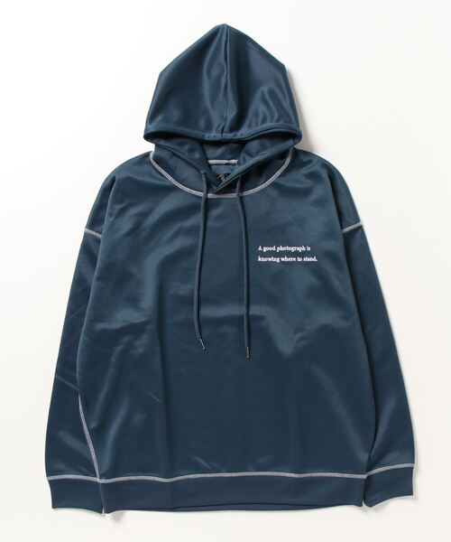 Beno(ビーノ)の「TECHダンボール ルーズシルエット 配色ステッチ バックフォトグラフィック フーディ(パーカー・メンズ・ブラック/ライトグレー/モカ/ダークブルー・M/L)」の12枚目の写真