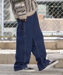 10ozデニム セミワイド ペインターパンツ / ワイドパンツ デニム メンズ デニムパンツ レディース ストレート ジーンズ