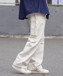 10ozデニム セミワイド ペインターパンツ / ワイドパンツ デニム メンズ デニムパンツ レディース ストレート ジーンズ