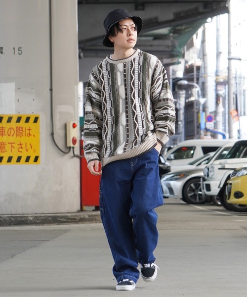 10ozデニムセミワイドペインターパンツ/ワイドパンツデニムメンズデニムパンツレディースストレートジーンズ