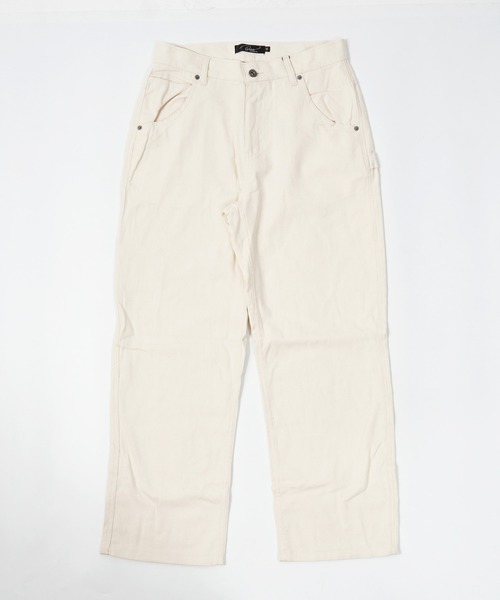 10ozデニムセミワイドペインターパンツ/ワイドパンツデニムメンズデニムパンツレディースストレートジーンズ