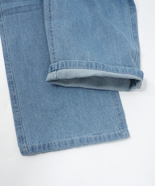 1111clothing（ワンフォークロージング）の「10ozデニム セミワイド ペインターパンツ / ワイドパンツ デニム メンズ デニムパンツ レディース ストレート ジーンズ（デニムパンツ・メンズ・ブルー/ネイビー/ストライプ/ブラック/キナリ/ブルー系/ブラック系・XL/L/M）」の15枚目の写真