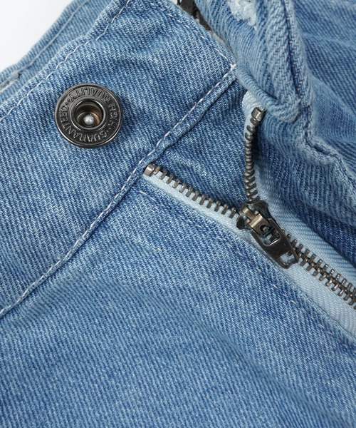 1111clothing（ワンフォークロージング）の「10ozデニム セミワイド ペインターパンツ / ワイドパンツ デニム メンズ デニムパンツ レディース ストレート ジーンズ（デニムパンツ・メンズ・ブルー/ネイビー/ストライプ/ブラック/キナリ/ブルー系/ブラック系・XL/L/M）」の11枚目の写真