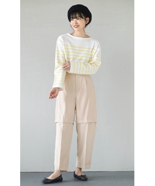 e-zakkamania stores（イーザッカマニアストアーズ）の「2wayデザイン ストレートツイルパンツ（その他パンツ・レディース・クリーム/ブラック/カーキ・M）」の4枚目の写真