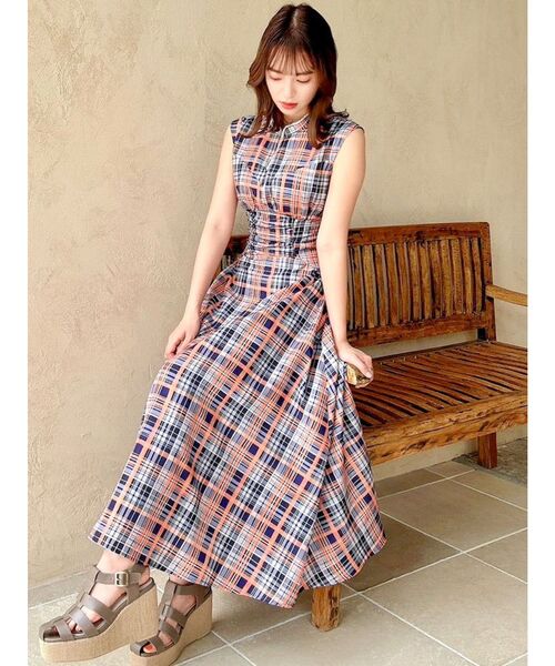 dazzlin（ダズリン）の「ギャザーコルセットチェックワンピース