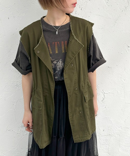 apres jour mignon（アプレジュールミニョン）の「ミリタリーベスト【ZOZOTOWN限定アイテム】（ベスト・レディース・ブラック/アイボリー/ベージュ/カーキ・フリー/X-LARGE）」の12枚目の写真