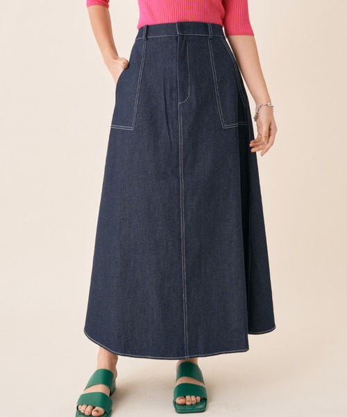 Solace（ソレイス）の「ツイルデニムフレアスカート（スカート・レディース・ネイビー/ホワイト・FREE）」の11枚目の写真