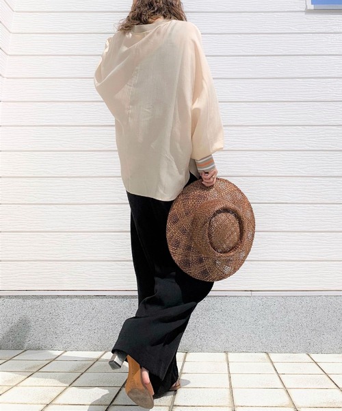 Q(キュー)の「レーヨンスラブDカンベルトワイドパンツ(その他パンツ・レディース・ライム/アイボリー/ブラック/カーキ/テラコッタ・MEDIUM)」の10枚目の写真