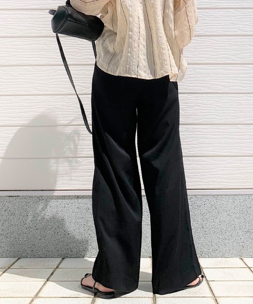 Q(キュー)の「レーヨンスラブDカンベルトワイドパンツ(その他パンツ・レディース・ライム/アイボリー/ブラック/カーキ/テラコッタ・MEDIUM)」の6枚目の写真