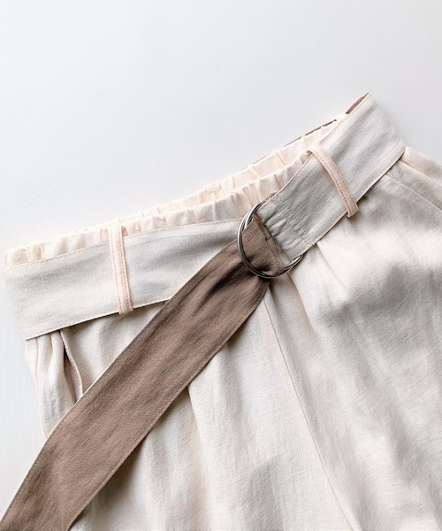 Q(キュー)の「レーヨンスラブDカンベルトワイドパンツ(その他パンツ・レディース・ライム/アイボリー/ブラック/カーキ/テラコッタ・MEDIUM)」の18枚目の写真