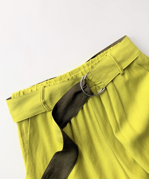 Q(キュー)の「レーヨンスラブDカンベルトワイドパンツ(その他パンツ・レディース・ライム/アイボリー/ブラック/カーキ/テラコッタ・MEDIUM)」の20枚目の写真