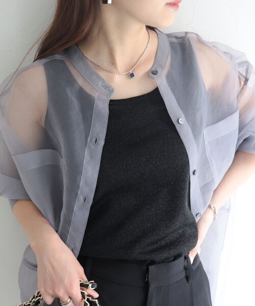 fredy emue（フレディエミュ）の「【fredyemueフレディエミュ】ラメタンクトップ（タンクトップ・レディース・ベージュ/ブラック/シルバー・38）」の13枚目の写真