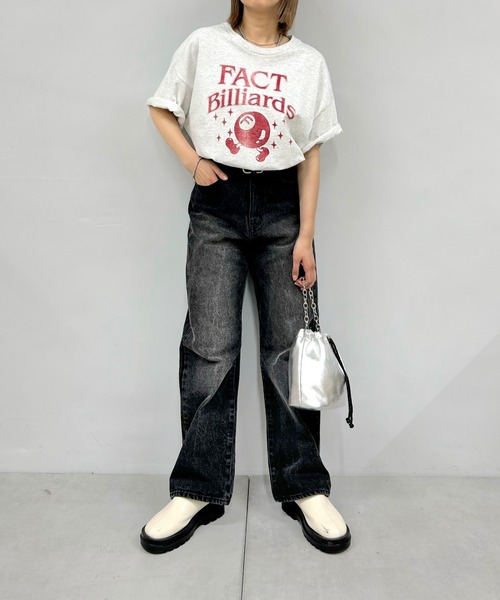 WHO'S WHO gallery（フーズフーギャラリー）の「COOPER FACTビリヤードカレッジロゴビッグTEE（Tシャツ/カットソー・レディース・ブルー/ネイビー/ライトグレー/ブラック/ホワイト/チャコールグレー・FREE）」の15枚目の写真