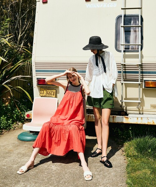 FREAK'S STORE（フリークスストア）の「インドティアードキャミワンピース（ワンピース・レディース・グリーン/ブラック/レッド・ﾌﾘ-）」の6枚目の写真