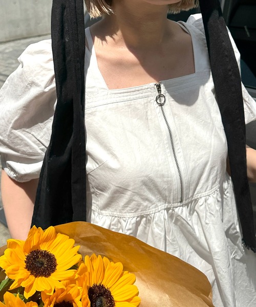 Alley by w closet(アリーバイダブルクローゼット)の「【Alley】スクエアネックZIPワンピース(ワンピース・レディース・オフホワイト/ブルー・FREE)」の13枚目の写真