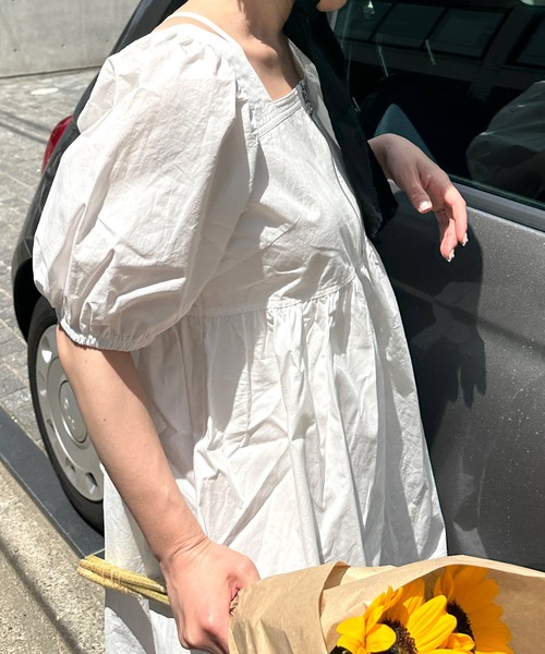 Alley by w closet(アリーバイダブルクローゼット)の「【Alley】スクエアネックZIPワンピース(ワンピース・レディース・オフホワイト/ブルー・FREE)」の6枚目の写真