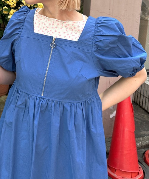 Alley by w closet(アリーバイダブルクローゼット)の「【Alley】スクエアネックZIPワンピース(ワンピース・レディース・オフホワイト/ブルー・FREE)」の7枚目の写真