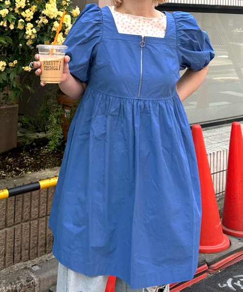 Alley by w closet(アリーバイダブルクローゼット)の「【Alley】スクエアネックZIPワンピース(ワンピース・レディース・オフホワイト/ブルー・FREE)」の5枚目の写真