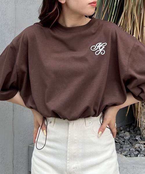 INGNI(イング)の「裾ドロスト胸ロゴショート5分袖Tシャツ(Tシャツ/カットソー・レディース・ブラック/オフホワイト/ミント/オートミール/ライトピンク/その他/ブラウン・M)」の3枚目の写真