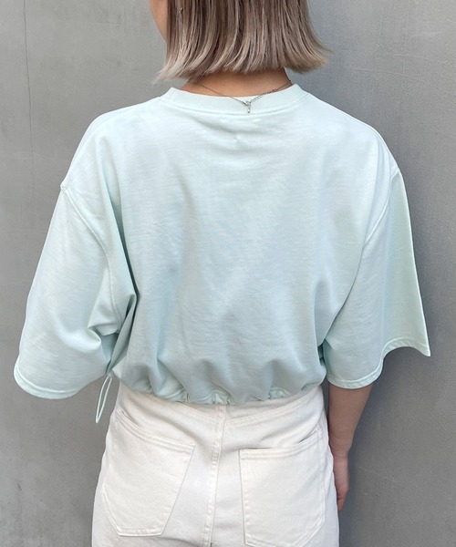 INGRAM 売れ筋商品|||イングラム Tシャツ トップス レディース Tops Green 裾ドロスト胸ロゴ袖ラインリンガーTシャツ｜INGNI(イング) 公式